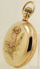 Aurora 18S 15J LS pocket watch #141551, incredible YGF multi-color HC with unique elaborate designs