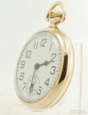 Elgin 16S 19J LS adj. 5p B.W. Raymond grade 455 pocket watch #22243445, YGF case, Montgomery dial