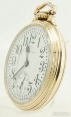 Hamilton 16S 21J LS adj. 5p grade 992E (Elinvar) pocket watch #2635088, YGF case, Montgomery dial