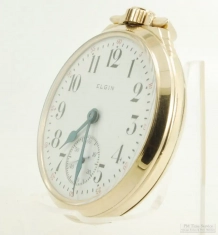 Elgin 16S 21J LS adj. 9p B.W. Raymond grade 571 pocket watch #I275208, handsome YGF model 3055 case