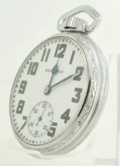 Hamilton 16S 21J LS adj. 5p grade 992 pocket watch #1293247, handsome WBM chrome SB&B engraved case