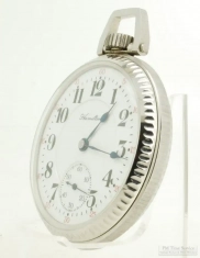 Hamilton 16S 21J LS adj. 5p grade 992 pocket watch #1323787, brushed stainless steel SB&B case