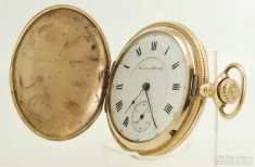 Hampden 16S 17J LS adj. 5p Wm. McKinley pocket watch #1987882, impressive YGF fully engraved HC