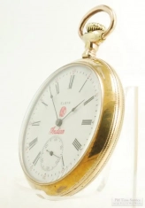 Elgin 16S 7J grade 293 pocket watch #19325730, YGF SB&B engraved case, red Indian emblem/script dial