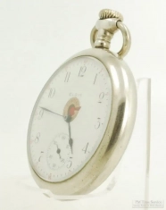 Elgin 16S 7J grade 291 pocket watch #18690531, classic Elgin WBM SB&B case, Pontiac dial emblem