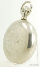 New York Standard 18S 7J grade 61 pocket watch #3528238, WBM SB&B case with steam engine engraving