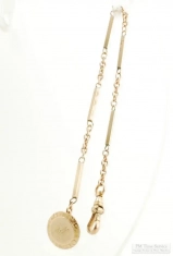 7.5" YGF mixed link straight pocket watch chain with a button-hole finding & small YGF swivel