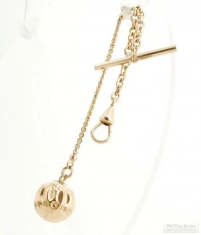3" yellow gold filled (YGF) mixed link chatelaine-style pocket watch chain with globe counterweight