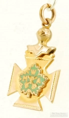 YGF & enamel cross pattée-shaped Modern Woodmen of America (MWA) pocket watch chain fob
