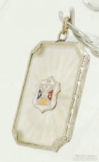 WGF, enamel & frosted glass rectangular Pythian Sisters (PFLE) pocket watch chain fob
