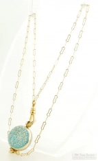 Bucherer 6-OS 17J adj. 3p ladies' pendant watch, YBM engraved & enameled case, with 19.5" necklace