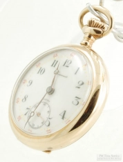 Tavannes 26mm 7J adj. 3p ladies' pocket watch #5313008, handsome YGF HB case, with jewelers box
