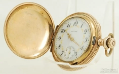 Waltham OS 7J LS grade No. 61 ladies' pocket watch #13499821, elaborate multi-colored gold filled HC