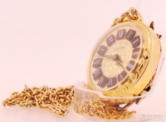 Basis Watch Co. for Heritage 1J pendant watch, YBM case, filigree design w/ cameo, includes chain