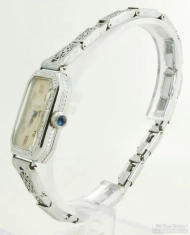 Laco 6J adj. 2p grade 25 ladies' wrist watch, elegant WBM chrome case with deep floral engraving