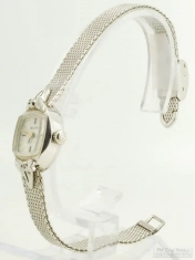 Bulova 17J grade 1000 11 ladies' wrist watch, lovely WBM & SS oval case w/ fancy diamond-inset lugs