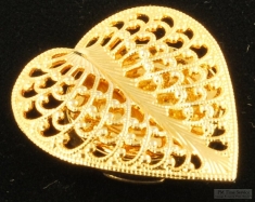 YBM heart-shaped filigree button cover, heart-shaped design created from lines of YBM filigree