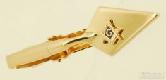 Anson YGF and enamel Masonic tie clip, compass-shaped emblem, black leatherette Anson box