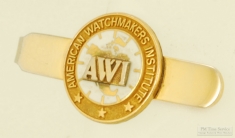 YBM & enamel American Watchmakers Institute (AWI) tie clip, smooth polish rectangular design