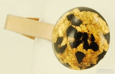 YBM & Lucite round "gold leaf" tie clip, heavy smooth polish rectangular design