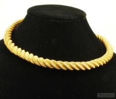 24" YBM spiral-spring necklace, slender open clover-leaf shaped links, fancy textured finials