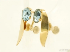 Vintage Van Dell YGF & tanzanite screw-back earrings with stylized leaf design