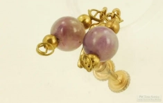 Vintage handmade yellow gold plated & amethyst bead screw-back earrings