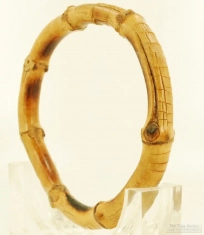 Vintage 3" wood cuff-style bracelet, 10mm diameter light weight wood segments