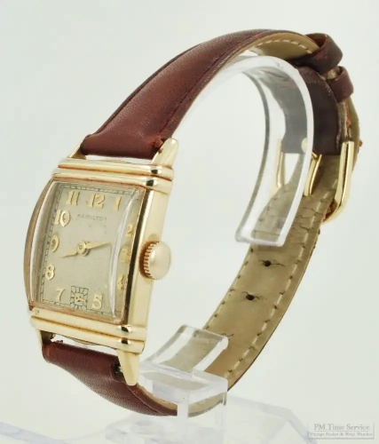 Hamilton 17J grade 980 wrist watch #G206097, YGF rectangular Hamilton  