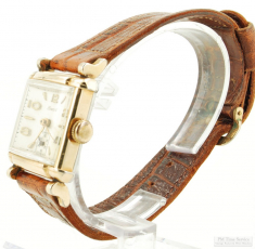 Wakman 17J "Howard" wrist watch, lovely YGF & SS rectangular case with a narrow rounded bezel