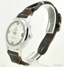 Edward A. Waldman Co. 1J wrist watch, handsome WBM chrome & SS round water-resistant case
