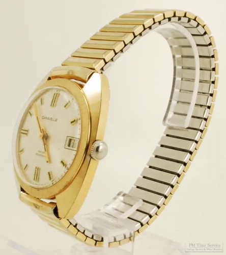 Caravelle by Bulova 17J with date grade #11UTCD N6 wrist watch, YBM SS  cushion-shaped WR case