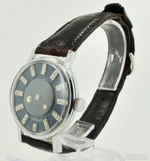 Chancellor Watch Co. for Alavente 1J cal. 1013 wrist watch, WBM chrome round case, "mystery dial"