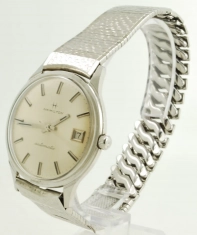 Hamilton 17J grade 694A automatic wrist watch with date, elegant SS round WR case, boxed