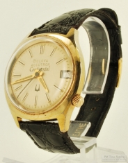 Bulova Accutron with date wrist watch, YBM & SS water resistant case, Continental logo, wood box