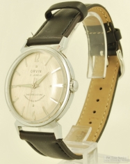 Orvin 17J wrist watch, round smooth polish WBM & SS water-resistant case