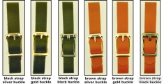 Leather fob replacement strap with different color, width, buckle, & connector options