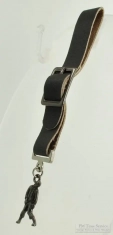 Base metal zombie fob with a black leather pocket watch fob strap