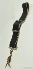 Base metal zombie fob with a black leather pocket watch fob strap